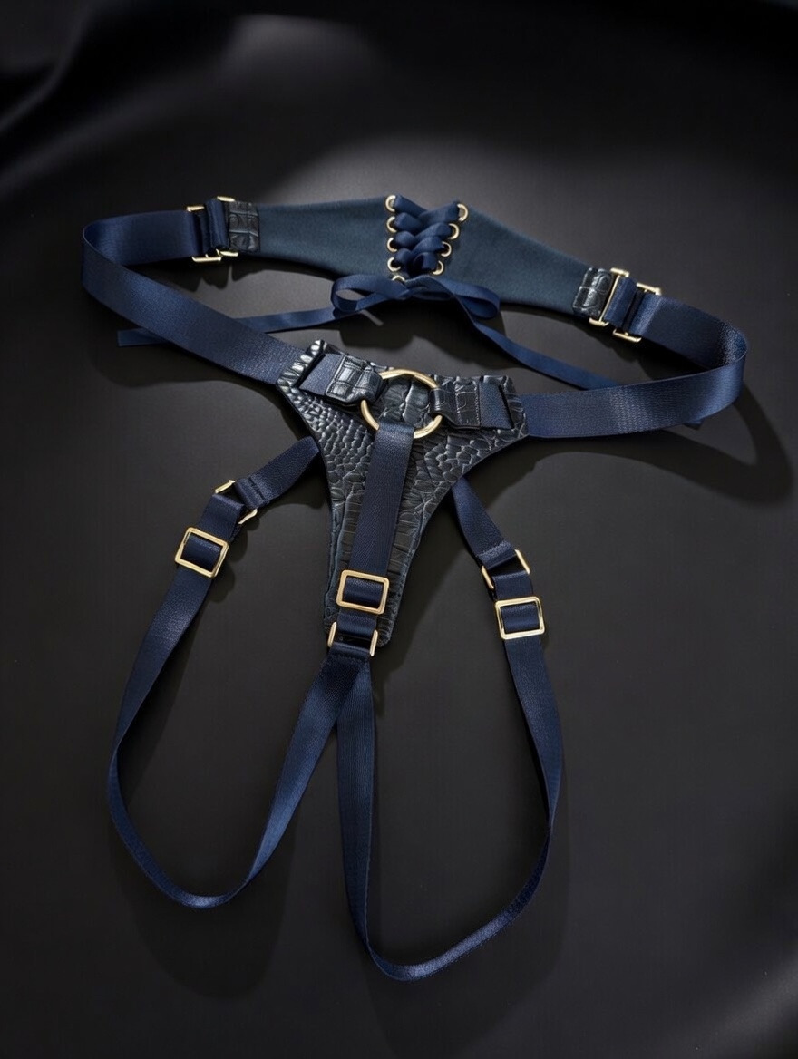 Leather Crocodile Corset Back Strap-on