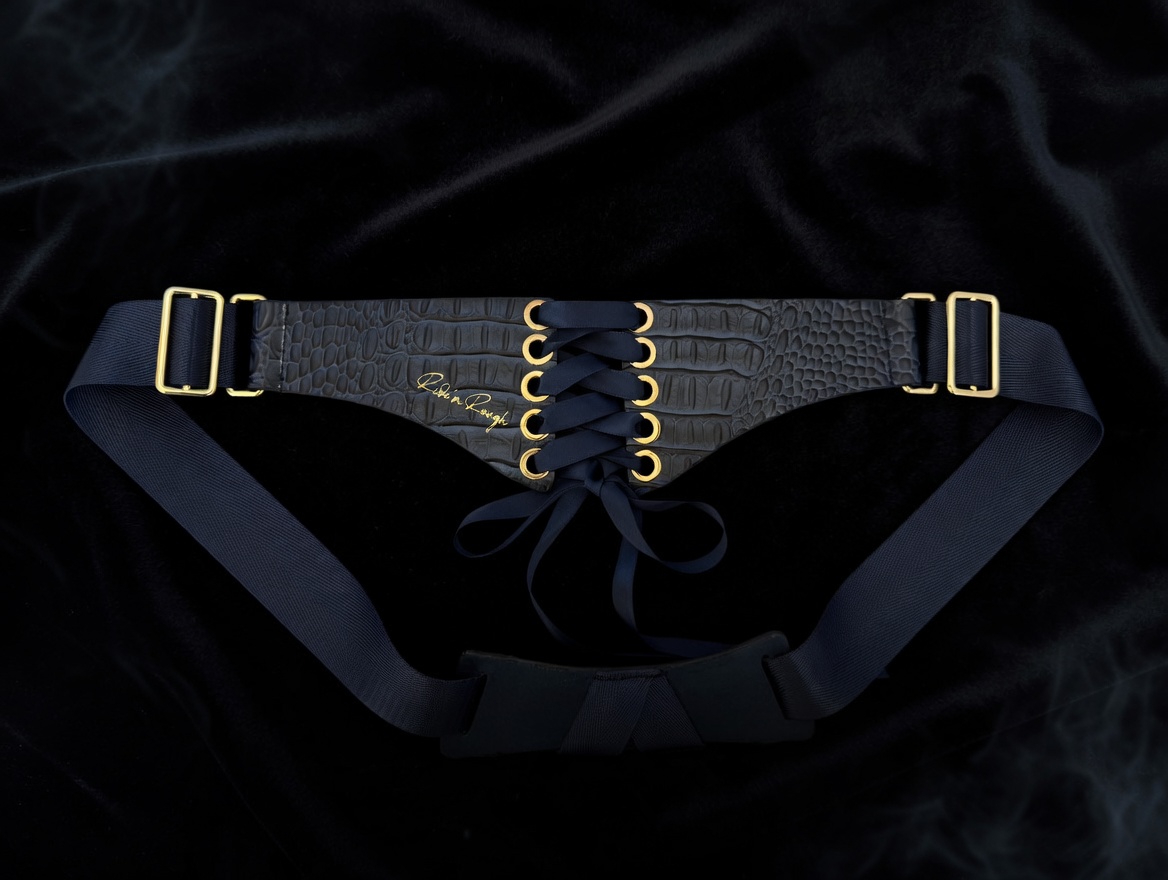 Leather Crocodile Corset Back Strap-on - Image 2
